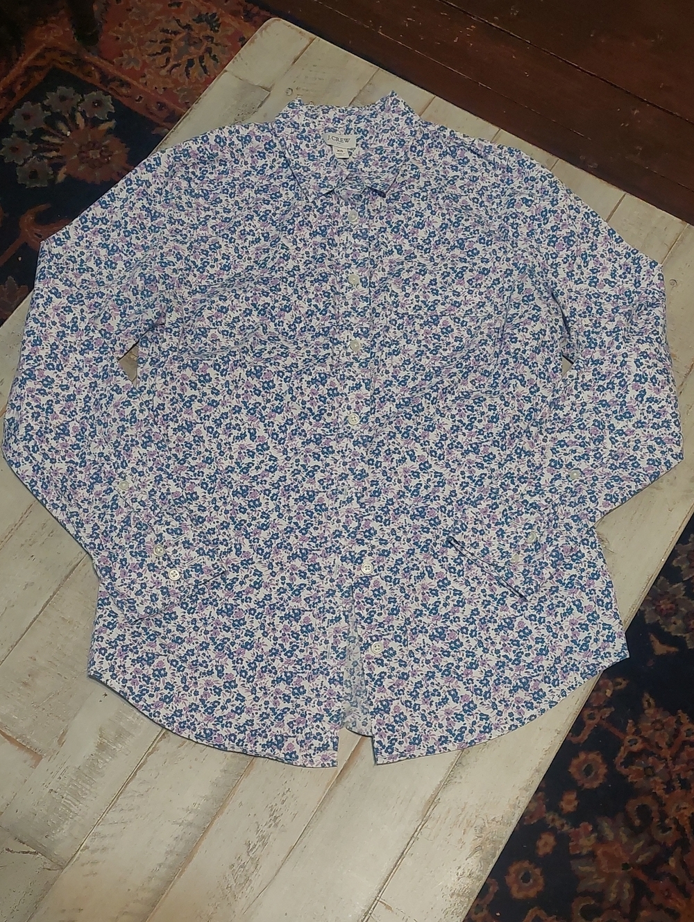 Floral Button-Down Shirt - Blue & Purple